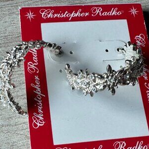 Christopher Radko Silver Detailed Hoop Earrings